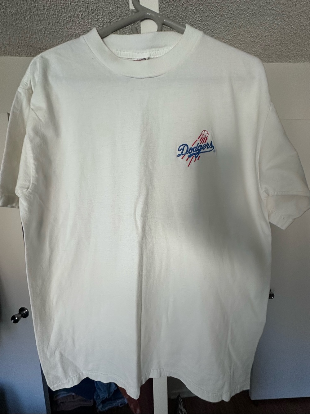 RARE VINTAGE DODGERS TEE EMBROIDERED DODGERS LOGO LARGE EUC